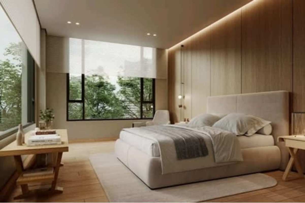 Large bedroom with minimalist design, garden views and ample natural light in PH Blau Panama