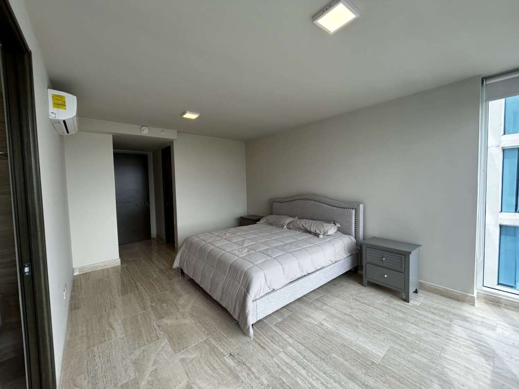 Luxury master bedroom with ensuite bathroom and skyline views The Regent Costa del Este Panama