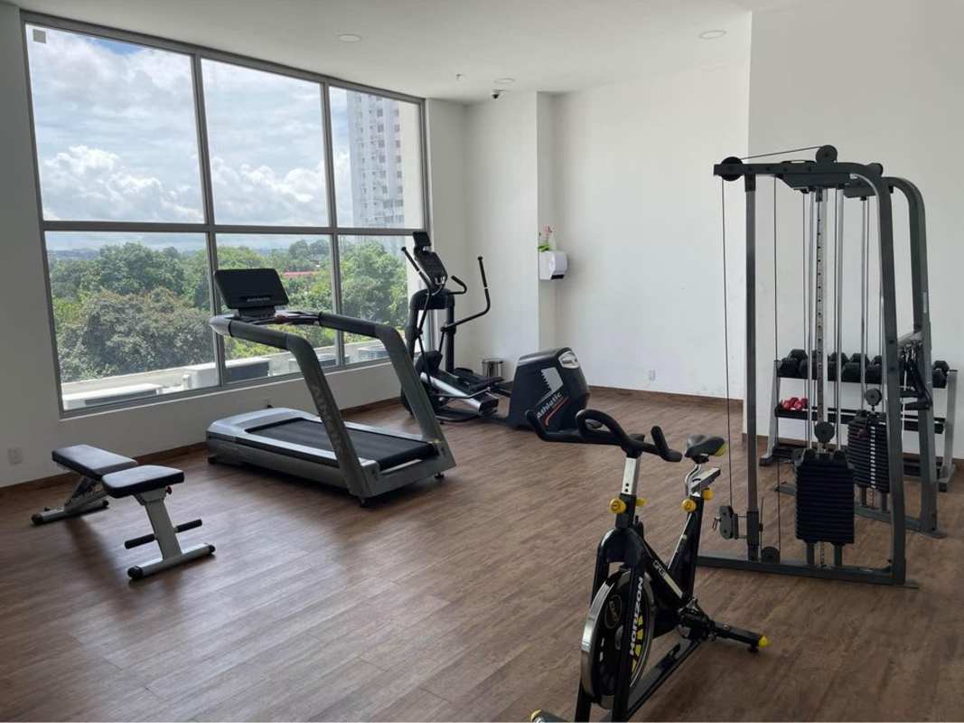 Fully equipped gym with city views and modern exercise machines at PH Studio 12 Hato Pintado Panama