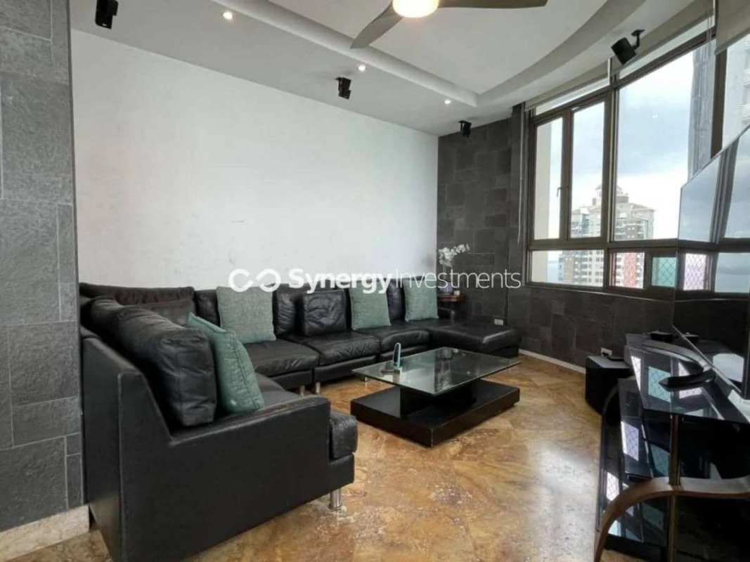 Luxury bathroom with marble, jacuzzi tub, glass shower PH Aquarius Punta Pacífica rental Panama