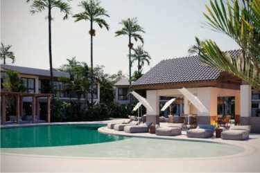 Swimming pool with shaded cabana and lounge zones at PH Aires del Mar Playa Caracol Panama