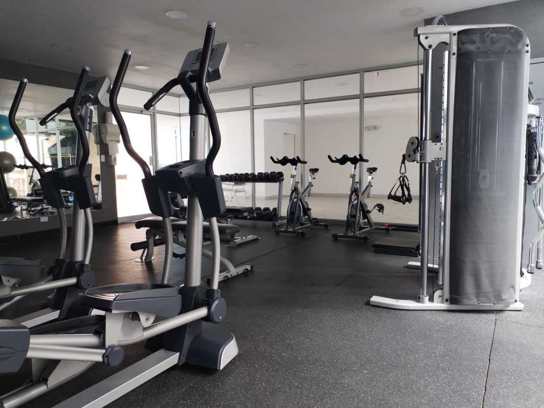 Equipped fitness center gym at PH Carrasquilla Park in Carrasquilla Panama City