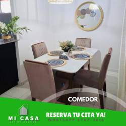 Dining area with table and chairs in furnished rental house Miraflores Penonomé Panama