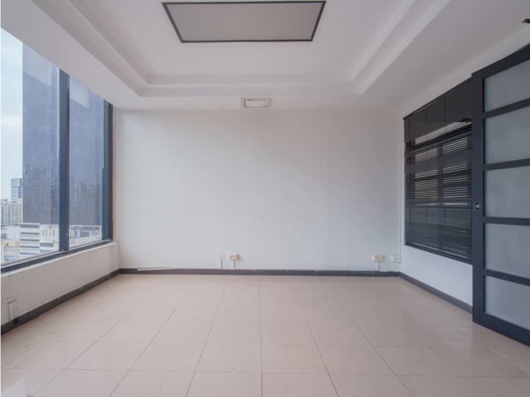 Spacious empty office with ceramic floors, large windows and city skyline in PH Advanced 099 Obarrio Panama