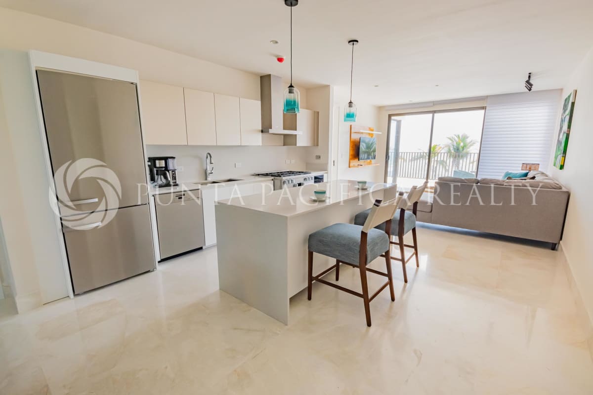 Luxury kitchen with island, stainless steel appliances in SeaScape Ocean Reef Islands Panama