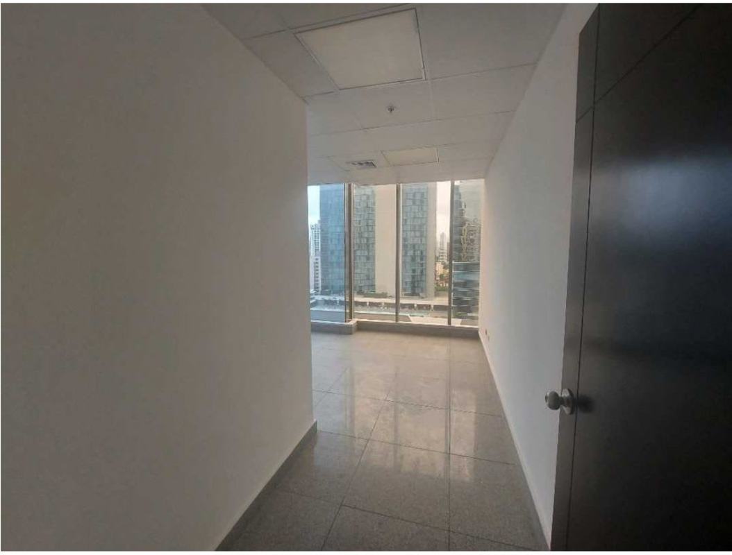 Bright empty office space with tiled floors and city view in PH SFC Tower