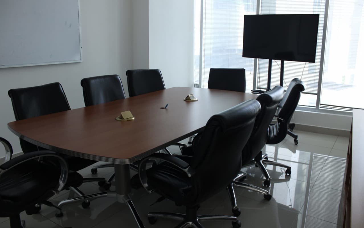 Corporate conference meeting room in PH Ocean Business Plaza with city view windows