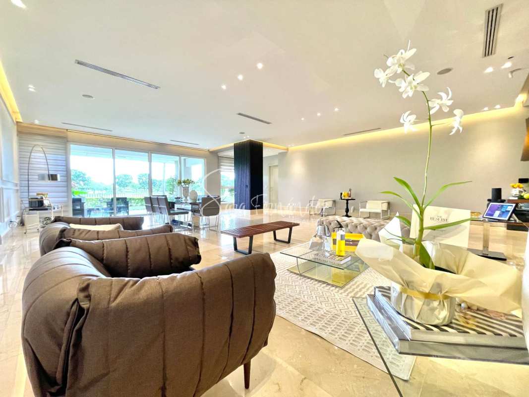 Modern kitchen with central island marble counters and luxury finishes in The Reserve Santa Maria