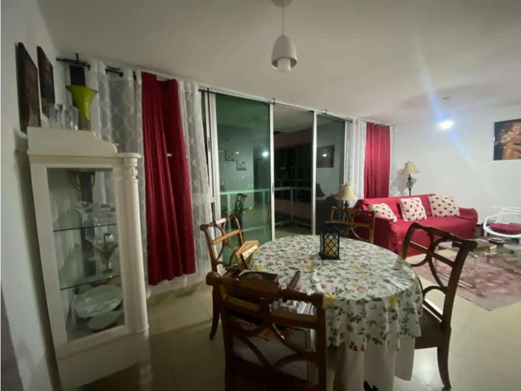 Master bedroom with built-in closet, split air conditioning, tile floors in Oasis Tower Via Porras Panama City