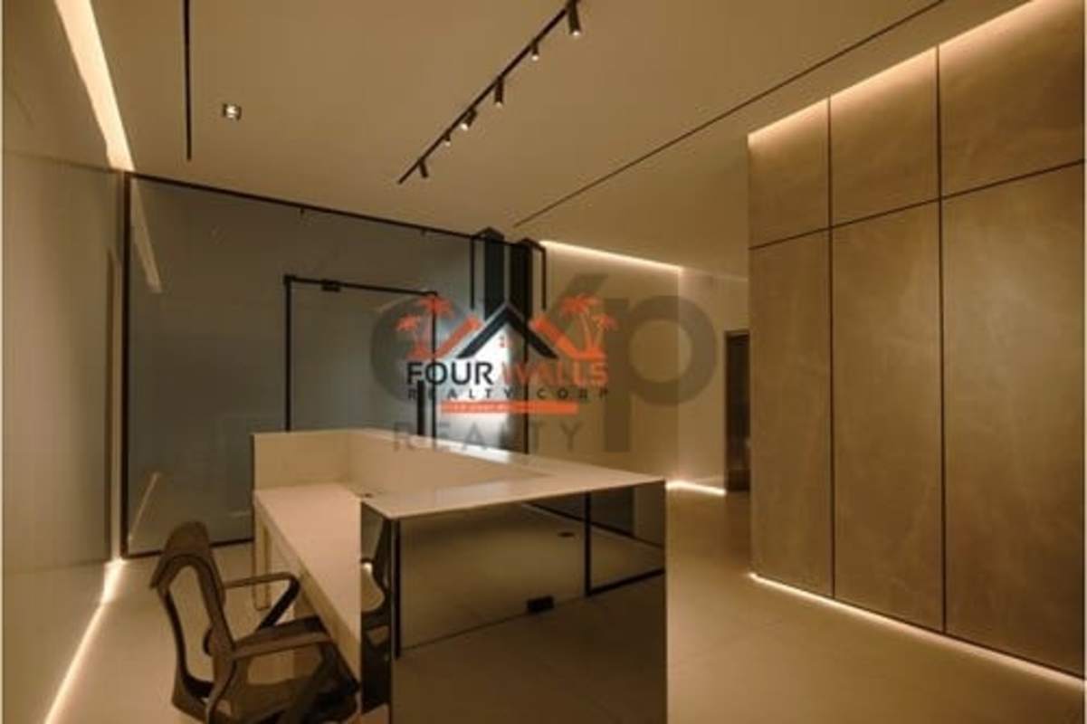 Unfinished open space with floor-to-ceiling windows city view in luxury Armani office tower Obarrio Panama