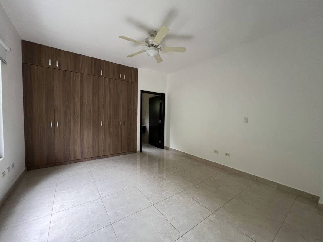 Contemporary bathroom with double sinks, shower enclosure Botanico Clayton house Panama