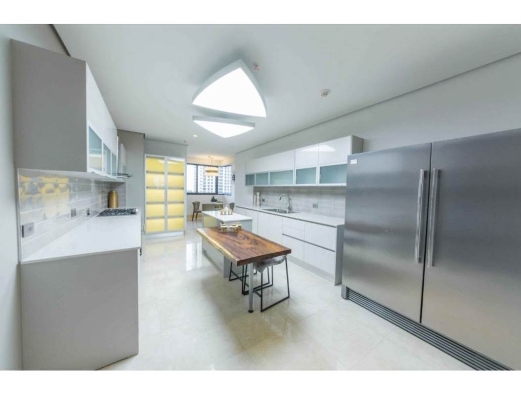 Large balcony with glass railing panoramic ocean skyline view at PH Matisse Costa del Este Panama