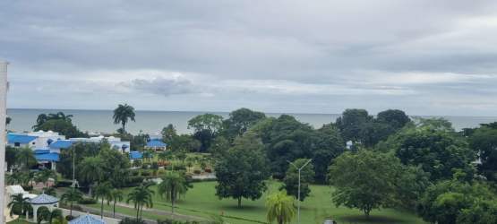 Balcony ocean and garden view from studio apartment Playa Blanca Resort Panama