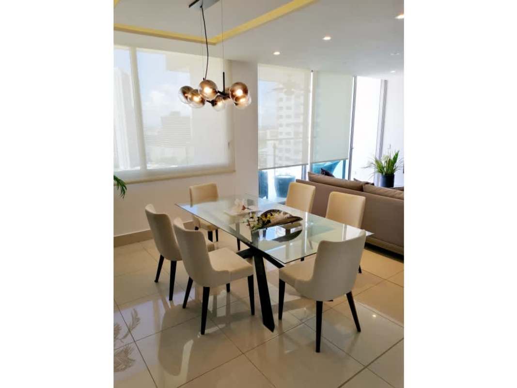 Spacious brand new kitchen quartz countertops white cabinetry PH Bali Costa del Este apartment