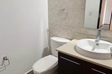 Contemporary bathroom with vessel sink, walk-in glass shower, beige tiling PH Mosaic