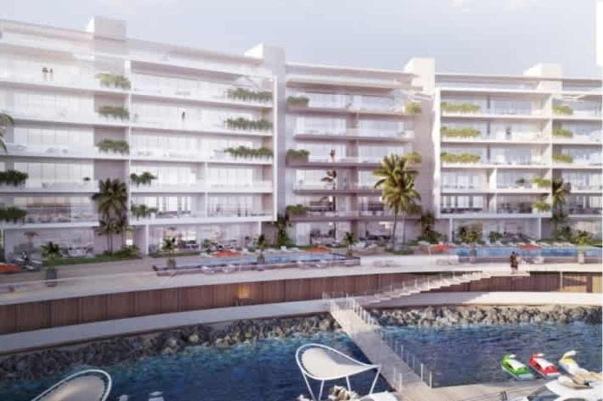 Luxury waterfront condominium complex with pools, balconies, and private marina Ocean Reef Islands Panama