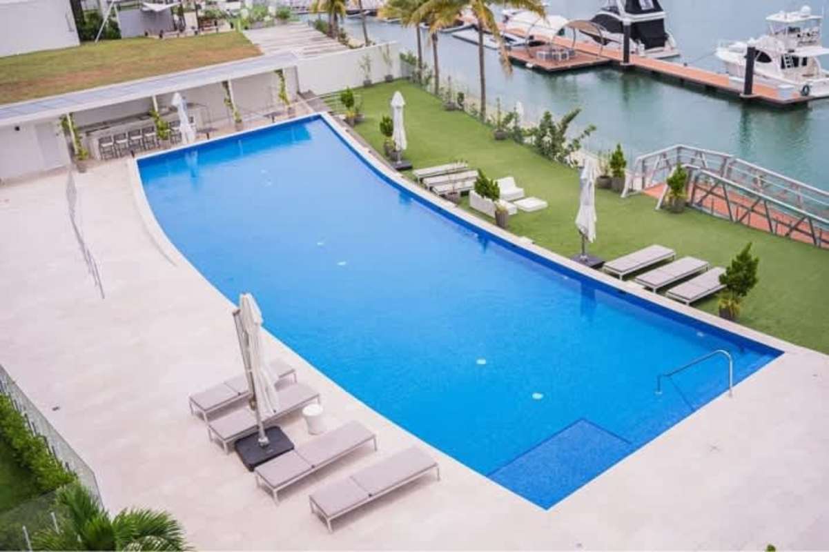 Private marina with boats during sunset at Ocean Reef Islands luxury real estate Panama