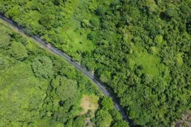 Extended aerial view of vast coastal acreage with rivers and forests, Panama