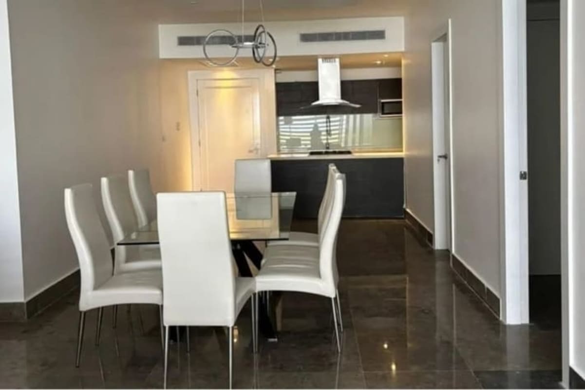 Glass-fronted balcony with Pacific Ocean view from PH Yoo Panama apartment