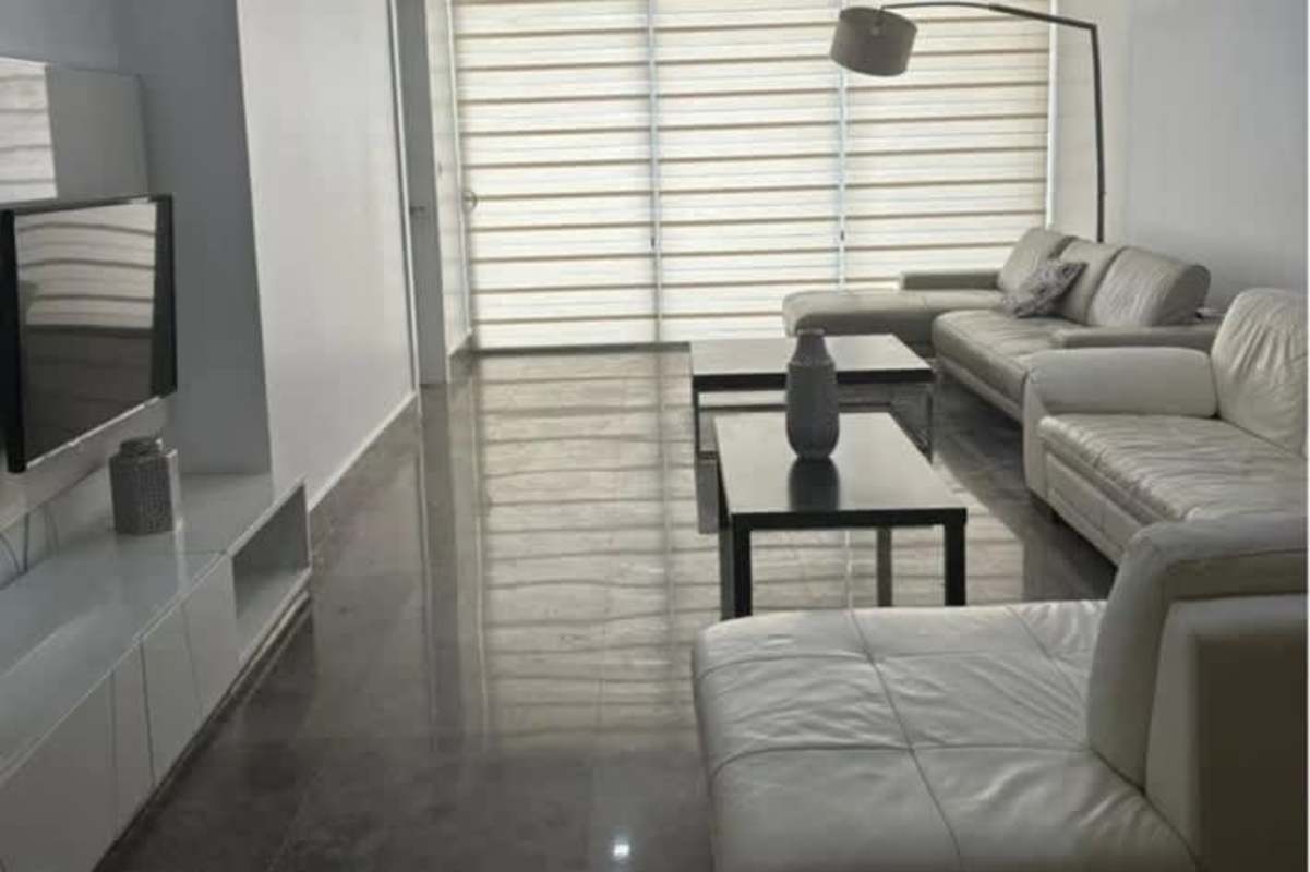 Minimalist living room with skyline views in PH Yoo Panama, Panama City