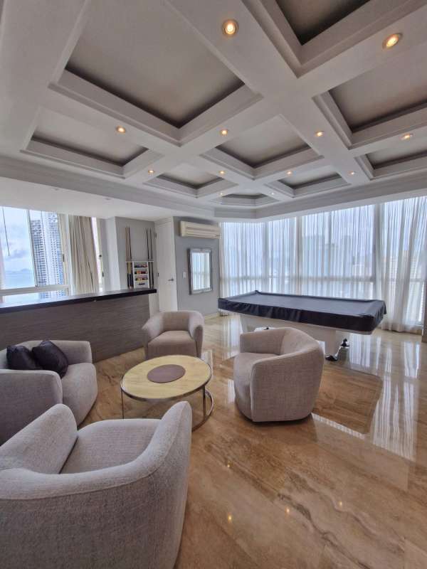 Spacious living and game room bar lounge area PH Blue Bahia Panama