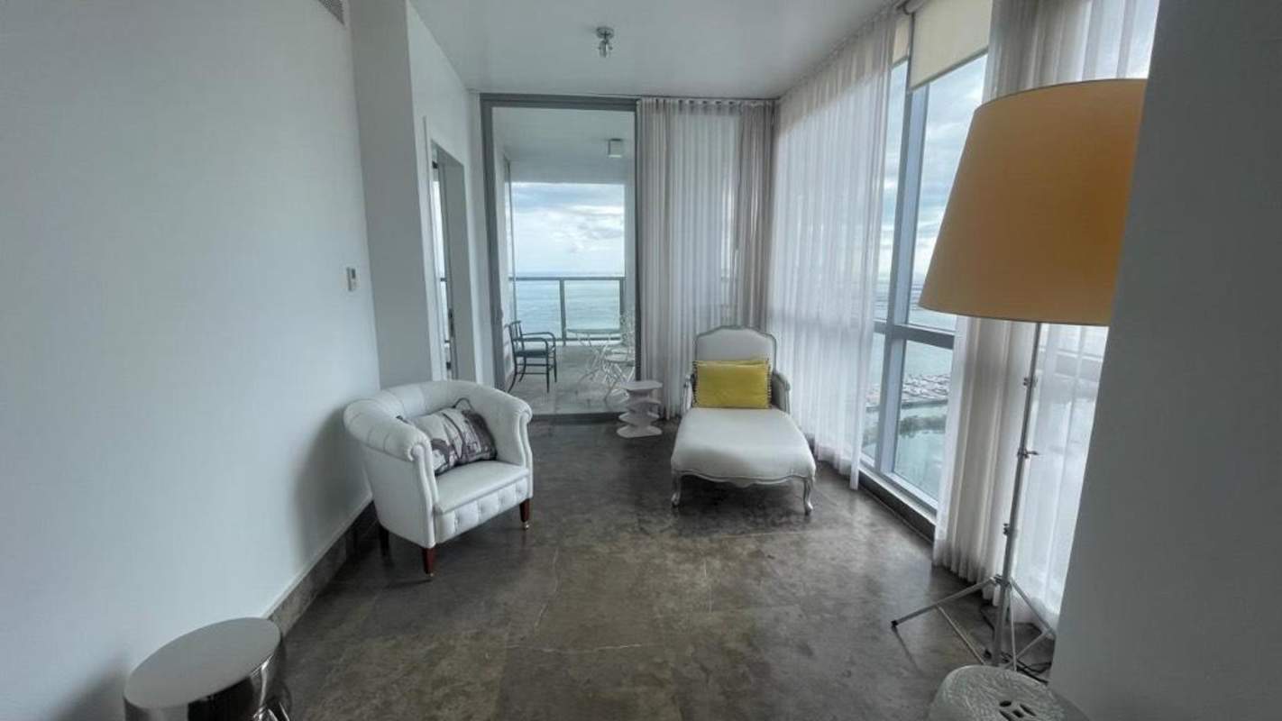 Designer open-layout apartment with large balconies and city skyline views at Yoo Panama