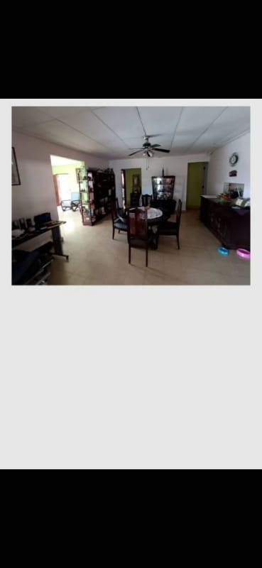Dining room with ceiling fan, tiled floor in house for sale Paraíso San Miguelito Panama
