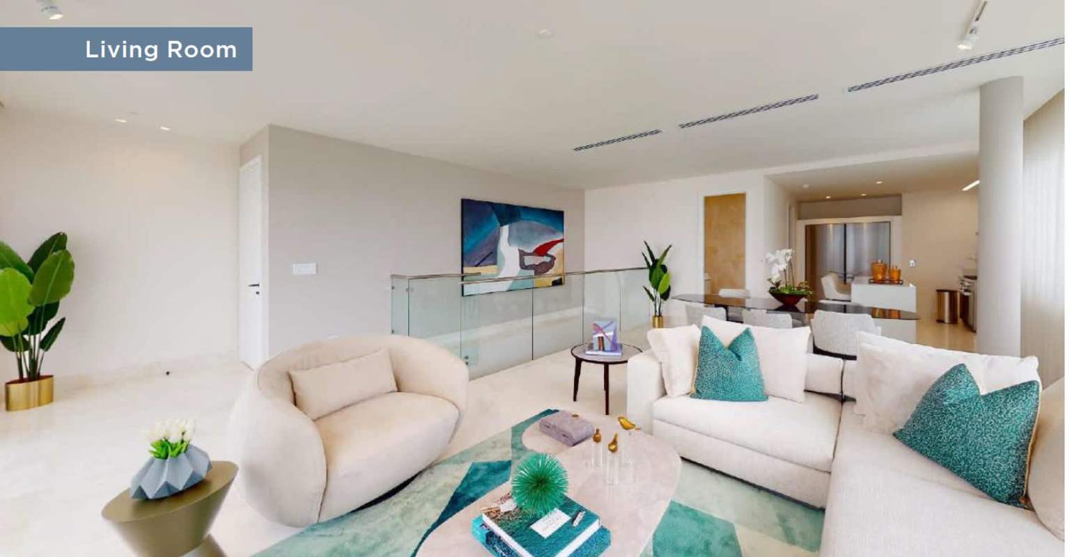 Spacious terrace with panoramic ocean and skyline views at Ocean Reef Islands penthouse Panama