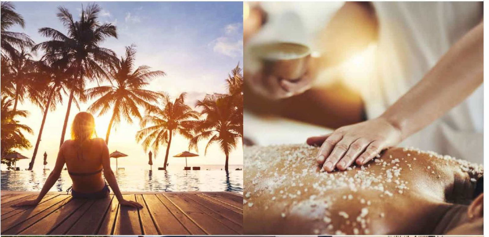 Tropical infinity pool with oceanfront sunset views in luxury resort Panama