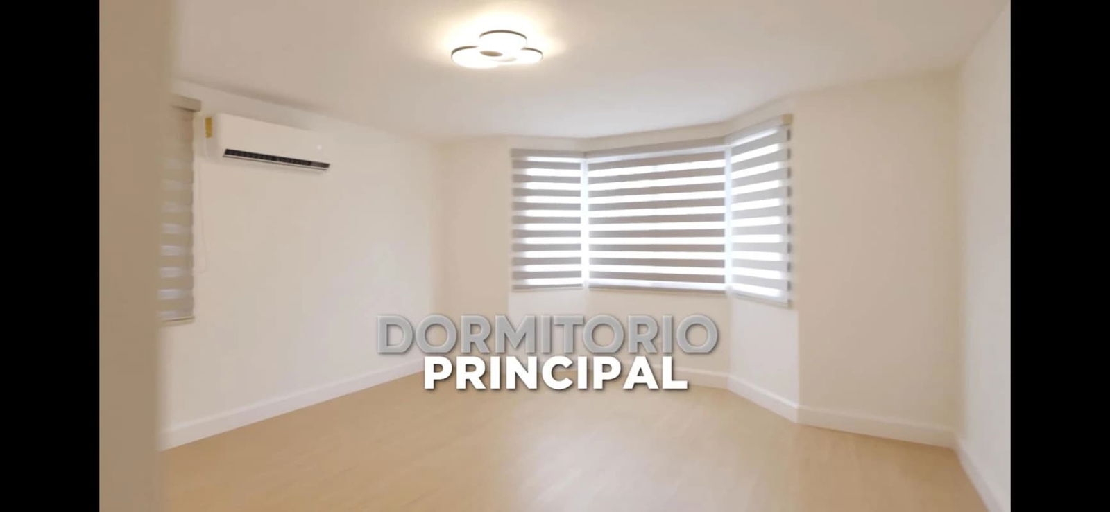 Spacious master bedroom with split AC, bay window, modern lighting in Albrook house for rent