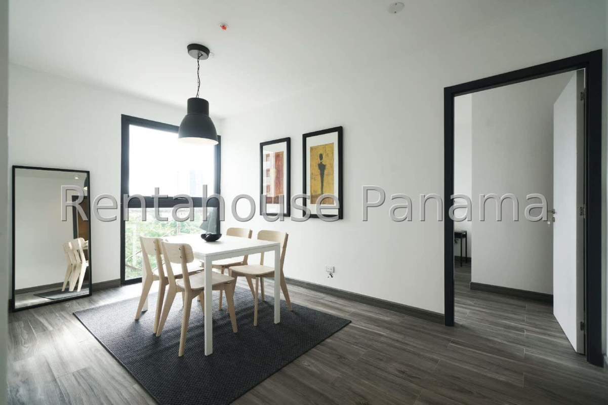 Bedroom with large window, closet space, porcelain floors in PH Mondrian Carrasquilla Panama City