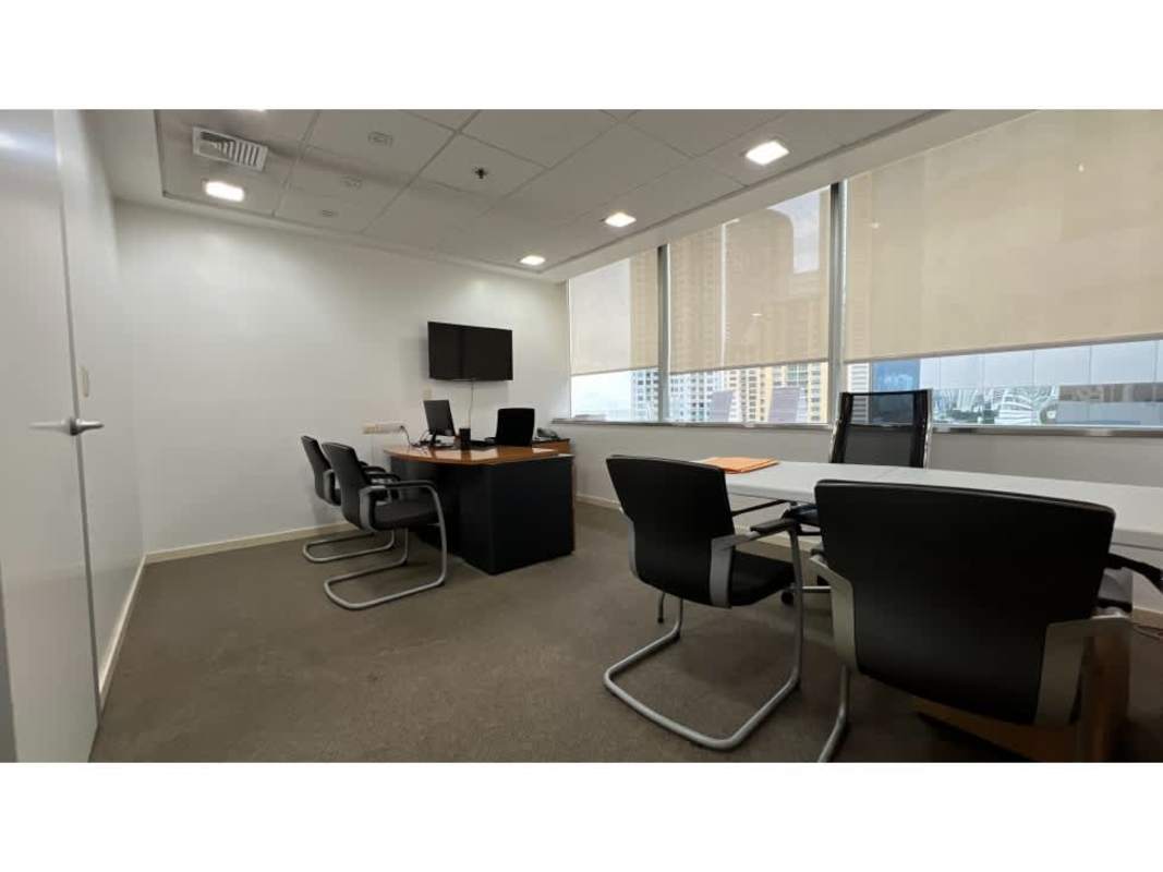 Private corner executive office with large windows and natural light in Punta Pacifica Panama