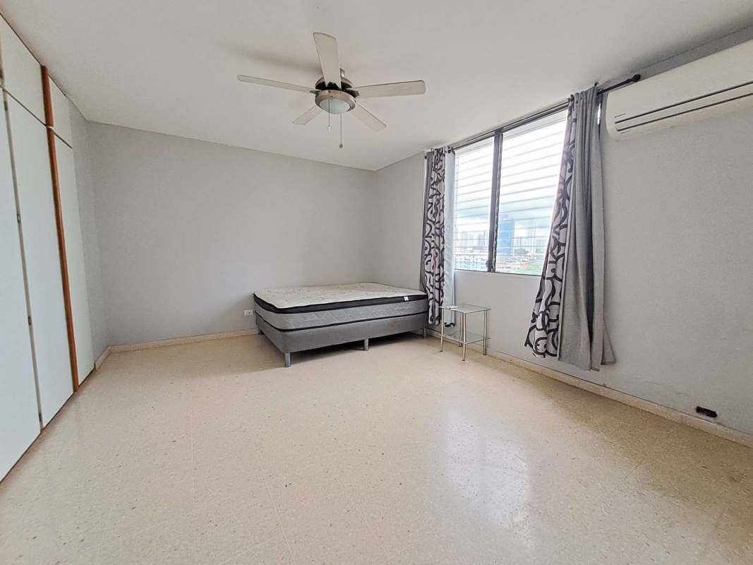 Modern bathroom with glass shower door and sink vanity apartment for sale Obarrio Tower Panama City