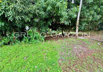 Lush garden area with mature trees and grassy lawn in Villas del Palmar residential community Arraiján Panama