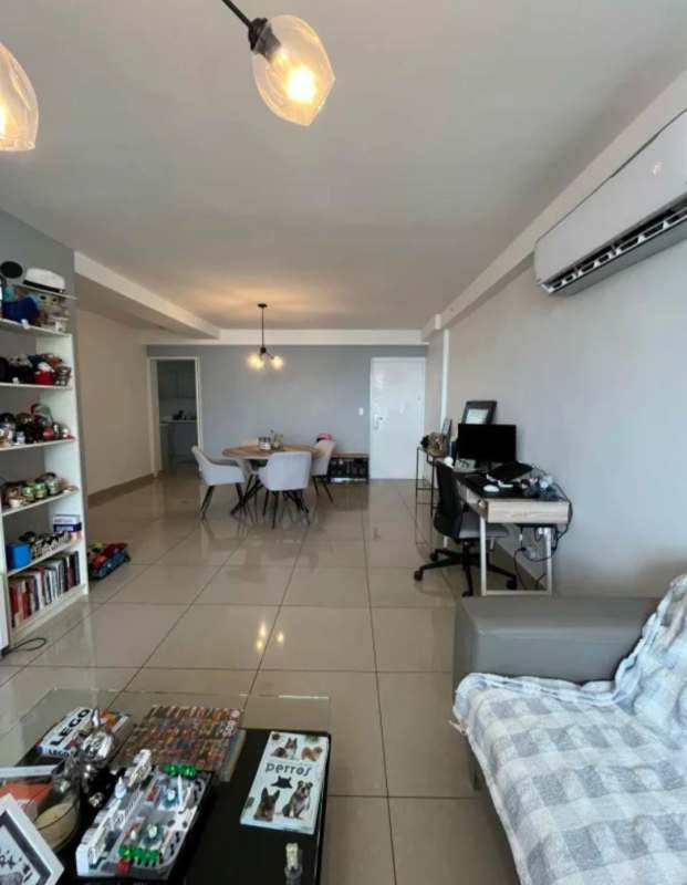 Open plan living dining area with AC, modern furniture in PH San Francisco Bay Panama