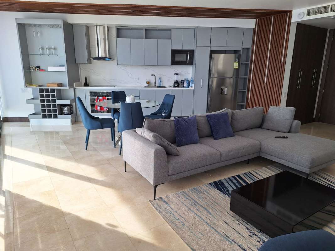 Master suite opens to sea view balcony marble floors PH Trump Ocean Club Punta Pacifica Panama