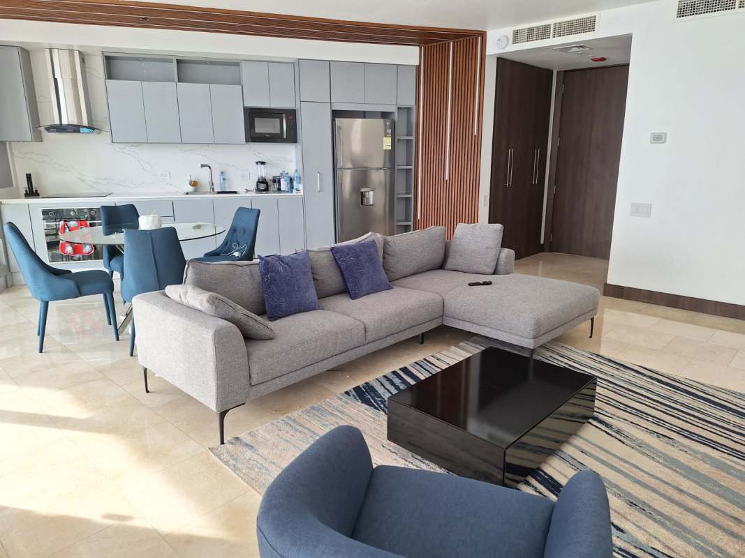 Marble luxury bathroom glass shower and premium fixtures in PH Trump Punta Pacifica Panama