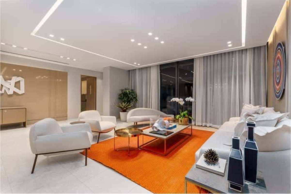 Luxury kitchen with marble granite countertops and modern cabinetry in PH Pacific Point Punta Paitilla Panama