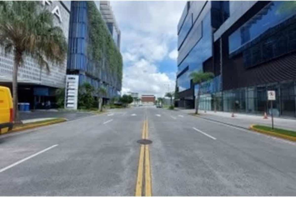 Open unfinished commercial space with city view windows Costa del Este Panama