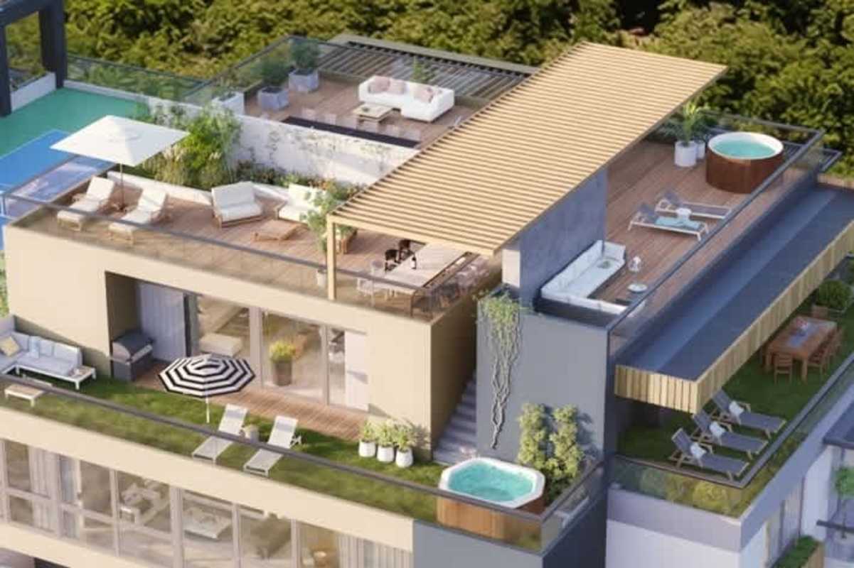 Private penthouse terrace rooftop with jacuzzi, pergola and lounge at Oceana Santa María Panama