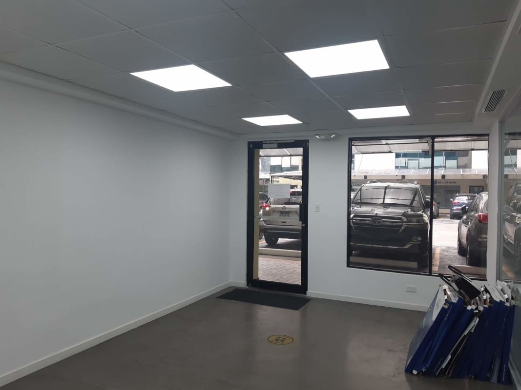 Glass entrance storefront commercial space PH Royal Center Panama City