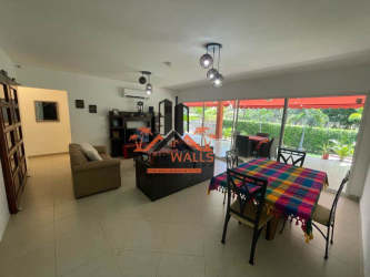 Modern kitchen granite counters cabinets appliances furnished villa Chame Panama