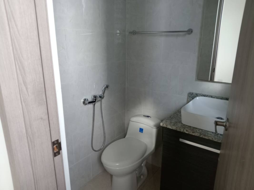 Balcony with city and ocean skyline views in PH Deluxe Residences Punta Paitilla Panama