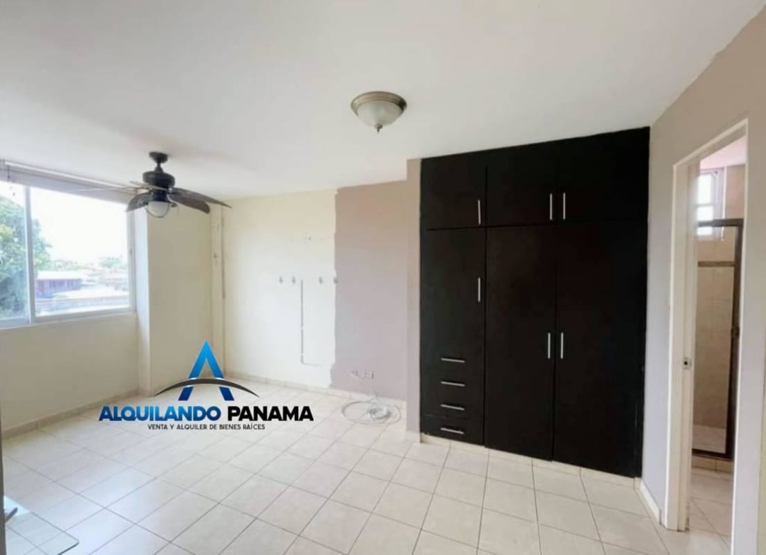 Full bathroom with walk-in shower tile walls vanity sink Betania Panama apartment
