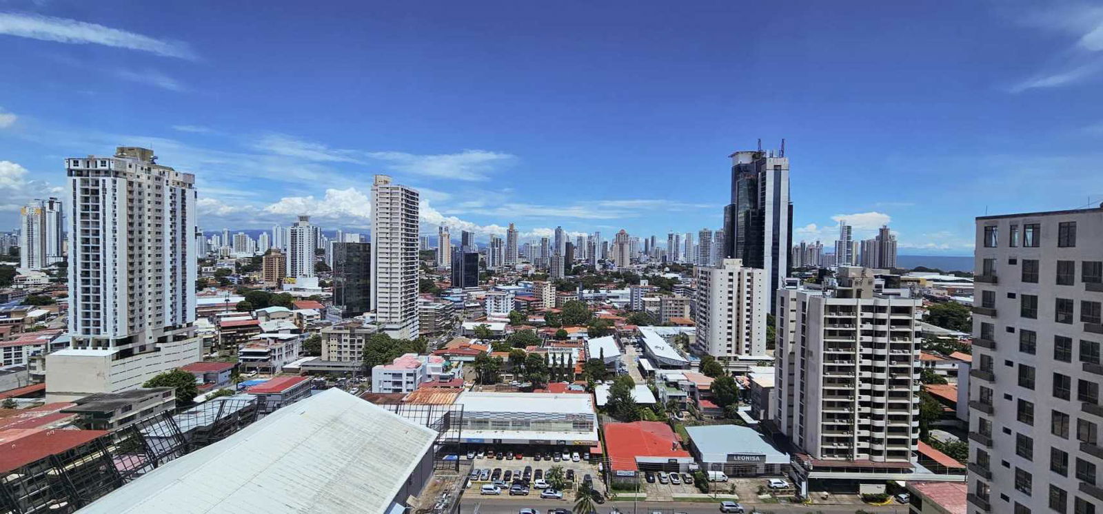 Unfurnished commercial space with skyline view large windows at Sortis Business Tower in financial district Panama