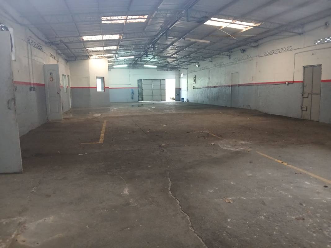 Warehouse interior with concrete floor, high ceilings, metal trusses, skylights Fernandez de Cordoba Panama City