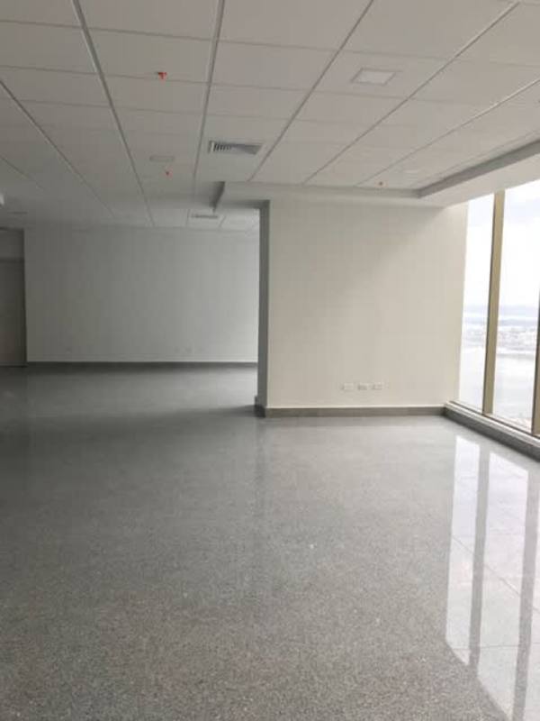 Luxurious office lobby with marble finishes at BICSA Financial Center Panama