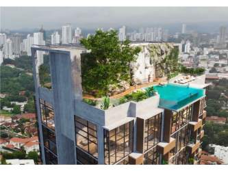 Infinity edge pool with city view in rooftop sky garden PH MidTower Coco del Mar