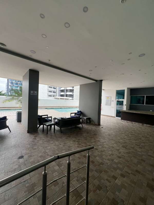 Covered outdoor lounge and pool at PH Miro in Obarrio Panama City