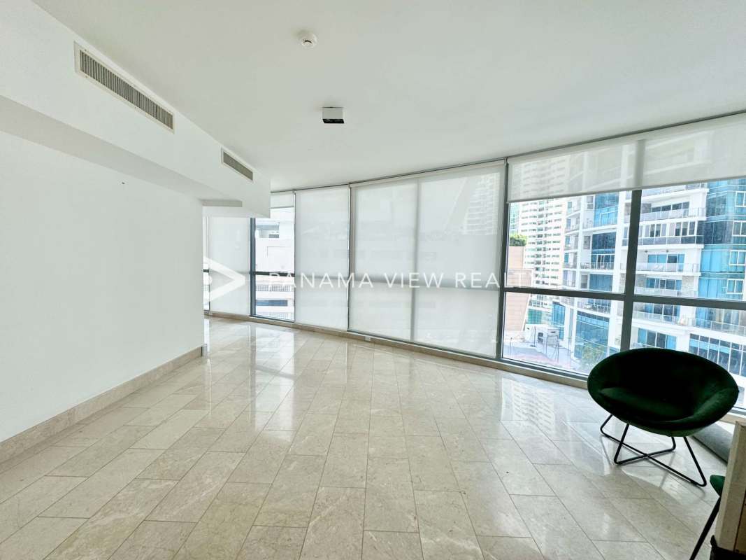 Spacious kitchen with granite countertops, stainless appliances, large windows at PH Grand Tower Panama